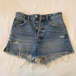 Zara High-Rise Distressed Denim Cutoff Shorts